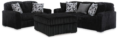 Midnight-Madness Sofa, Loveseat & Oversized Ottoman 3PC Living Room Set