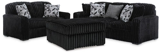 Midnight-Madness Sofa, Loveseat & Oversized Ottoman 3PC Living Room Set