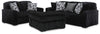 Midnight-Madness Sofa, Loveseat & Oversized Ottoman 3PC Living Room Set