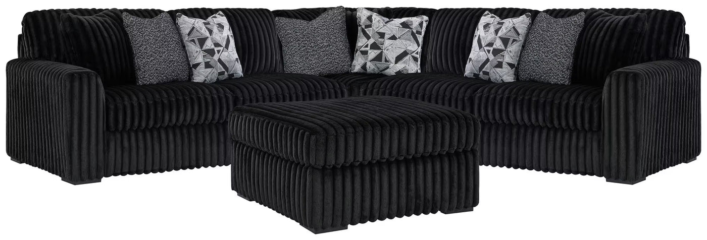 Midnight-Madness 3PC Sectional & Oversized Accent Ottoman