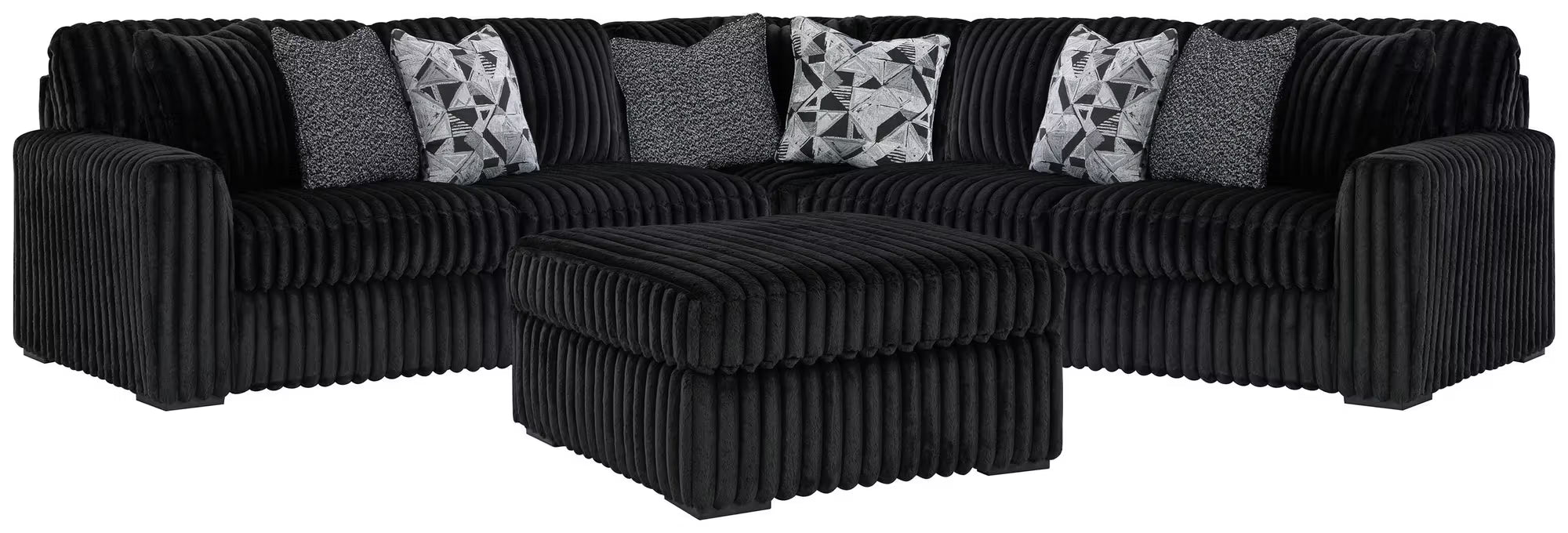 Midnight-Madness 3PC Sectional & Oversized Accent Ottoman