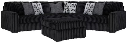 Midnight-Madness 3PC Sectional & Oversized Accent Ottoman