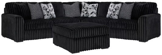 Midnight-Madness 3PC Sectional & Oversized Accent Ottoman