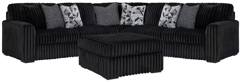 Midnight-Madness 3PC Sectional & Oversized Accent Ottoman