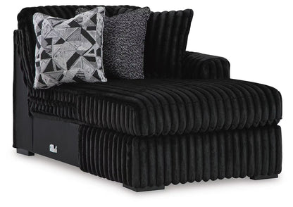 Midnight-Madness 3PC Sectional with Double Chaise & Ottoman Set