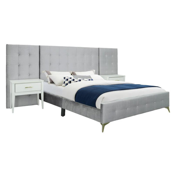 Emma Bed Silver Grey + 2 Free Nightstands