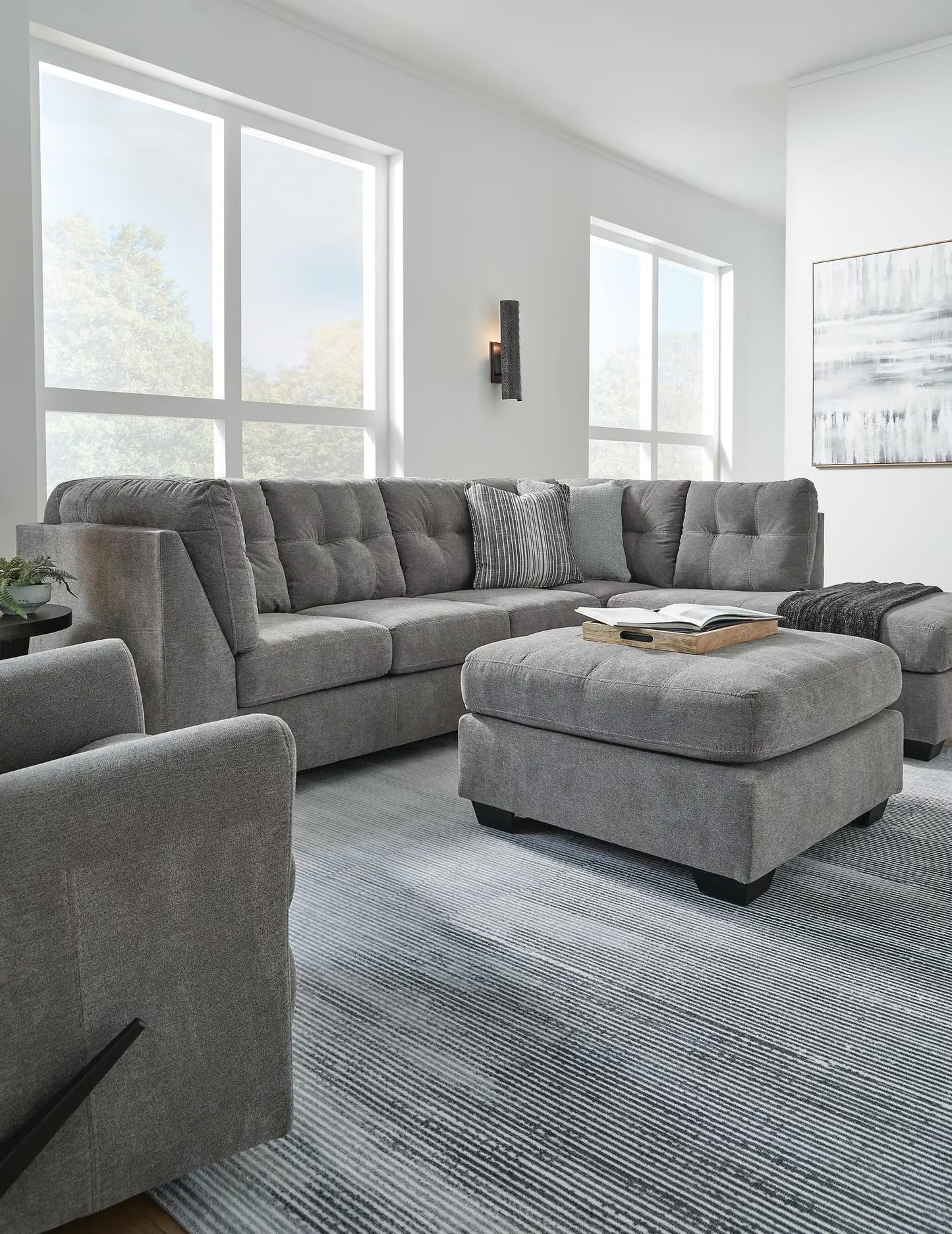 Marleton 2PC Sectional & Oversized Accent Ottoman Set