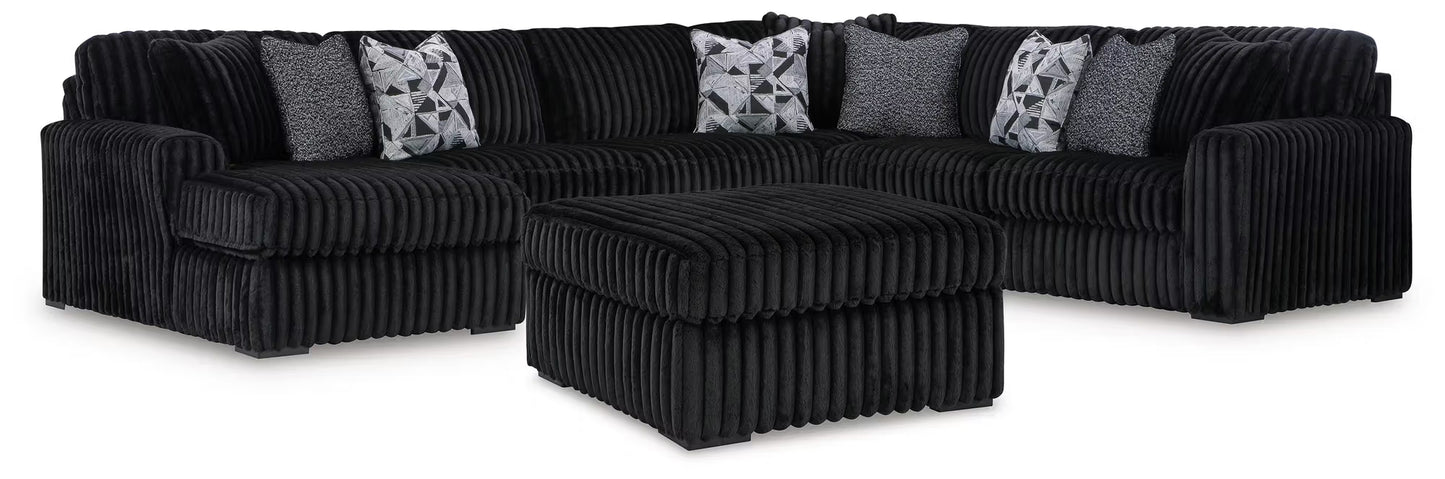 Midnight-Madness 4PC Sectional & Ottoman Set