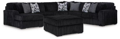 Midnight-Madness 4PC Sectional & Ottoman Set
