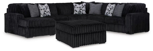 Midnight-Madness 4PC Sectional & Ottoman Set