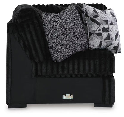 Midnight-Madness 4PC Sectional & Oversized Accent Ottoman Set