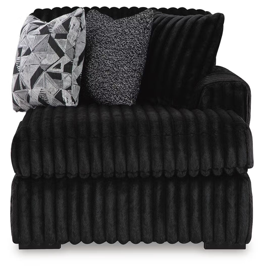 Midnight-Madness 3PC Sectional with Double Chaise & Ottoman Set