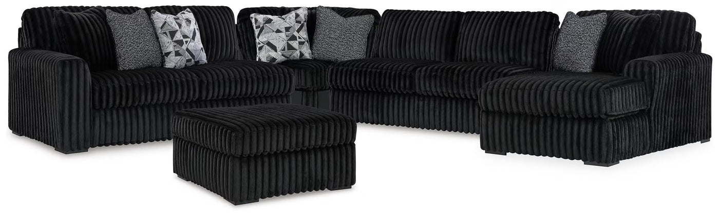 Midnight-Madness 4PC Sectional & Oversized Accent Ottoman Set
