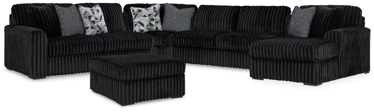 Midnight-Madness 4PC Sectional & Oversized Accent Ottoman Set