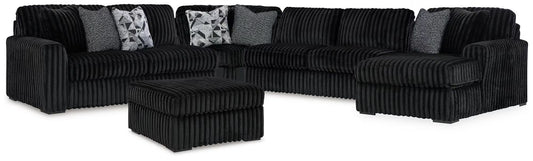 Midnight-Madness 4PC Sectional & Oversized Accent Ottoman Set