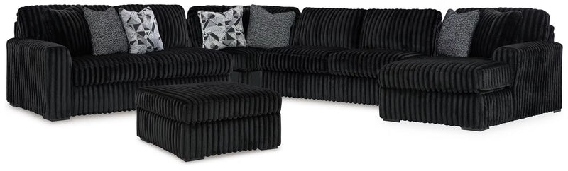 Midnight-Madness 4PC Sectional & Oversized Accent Ottoman Set