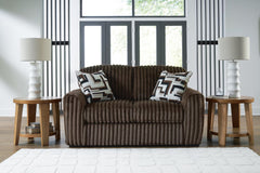 Midnight-Madness Chocolate Sofa, Loveseat & Oversized Accent Ottoman 3PC Living Room Set