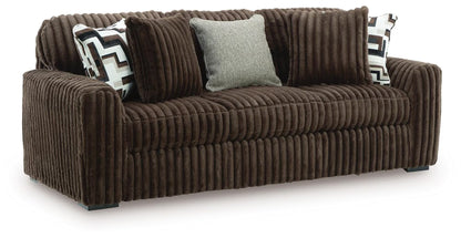 Midnight-Madness Chocolate Sofa, Loveseat & Oversized Accent Ottoman 3PC Living Room Set
