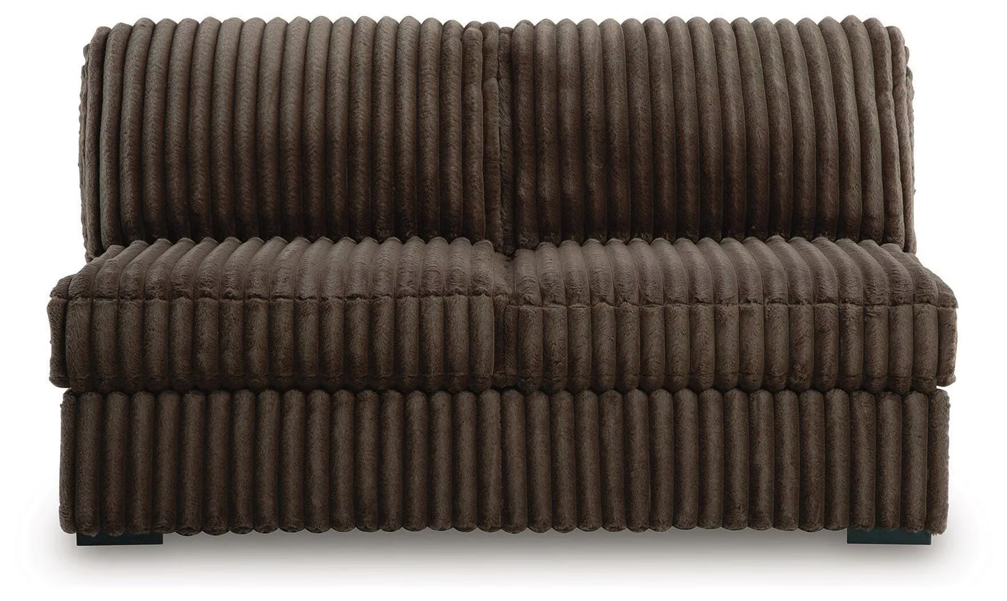 Midnight-Madness Chocolate 3PC Double Chaise Sectional & Oversized Accent Ottoman Set