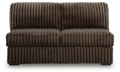 Midnight-Madness Chocolate 3PC Double Chaise Sectional & Oversized Accent Ottoman Set