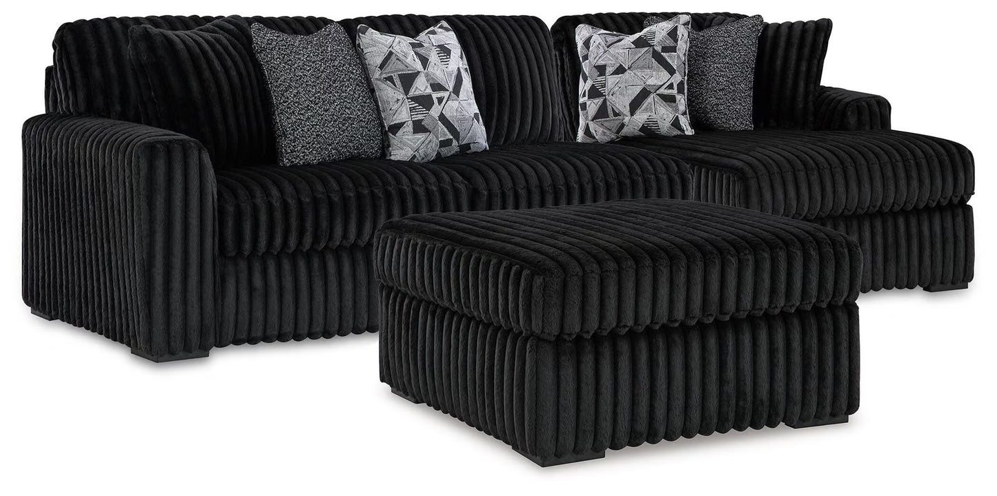 Midnight-Madness 2PC Sectional & Oversized Accent Ottoman Set