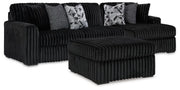 Midnight-Madness 2PC Sectional & Oversized Accent Ottoman Set