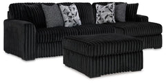 Midnight-Madness 2PC Sectional & Oversized Accent Ottoman Set