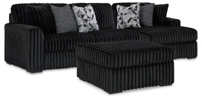 Midnight-Madness 2PC Sectional & Oversized Accent Ottoman Set
