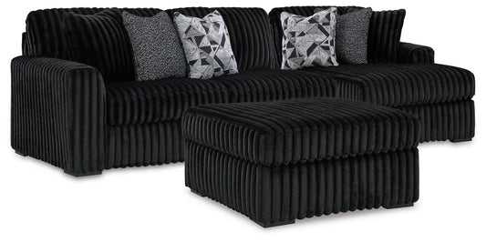 Midnight-Madness 2PC Sectional & Oversized Accent Ottoman Set