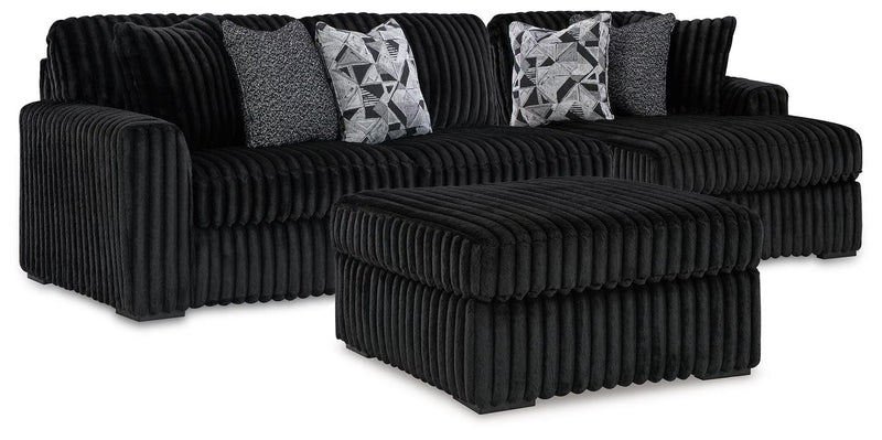 Midnight-Madness 2PC Sectional & Oversized Accent Ottoman Set