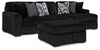 Midnight-Madness 2PC Sectional & Oversized Accent Ottoman Set