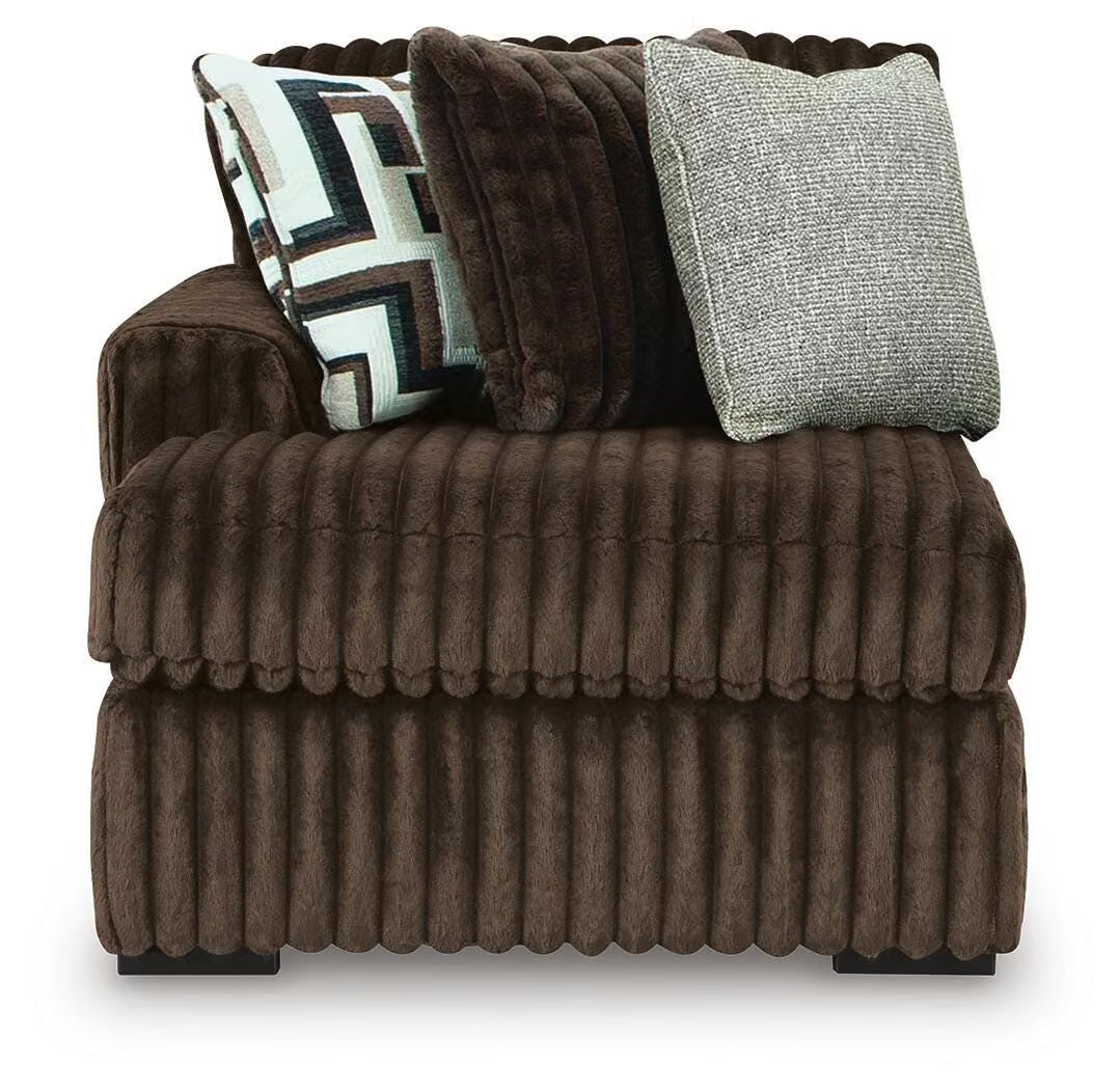 Midnight-Madness Chocolate 3PC Double Chaise Sectional & Oversized Accent Ottoman Set