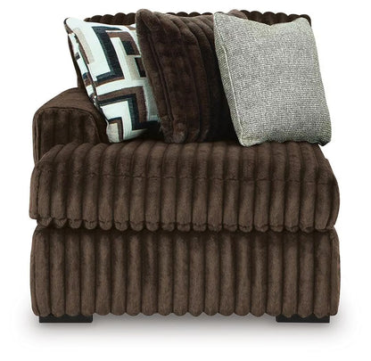 Midnight-Madness Chocolate 3PC Double Chaise Sectional & Oversized Accent Ottoman Set