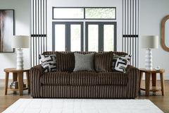 Midnight-Madness Chocolate Sofa, Loveseat & Oversized Accent Ottoman 3PC Living Room Set