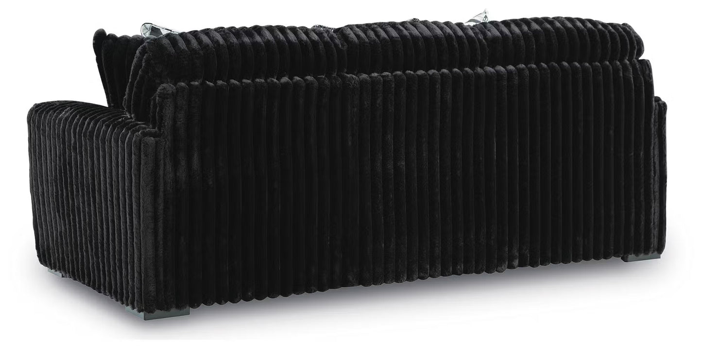 Midnight-Madness Sofa, Loveseat & Oversized Ottoman 3PC Living Room Set