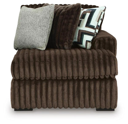 Midnight-Madness Chocolate 3PC Double Chaise Sectional & Oversized Accent Ottoman Set