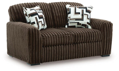 Midnight-Madness Chocolate Sofa, Loveseat & Oversized Accent Ottoman 3PC Living Room Set