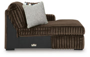 Midnight-Madness Chocolate 3PC Double Chaise Sectional & Oversized Accent Ottoman Set