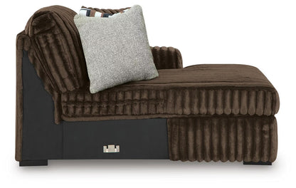 Midnight-Madness Chocolate 3PC Double Chaise Sectional & Oversized Accent Ottoman Set