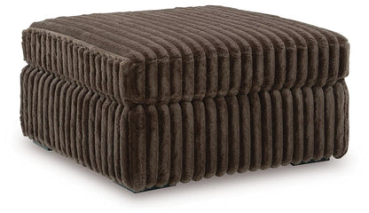 Midnight-Madness Chocolate 3PC Double Chaise Sectional & Oversized Accent Ottoman Set