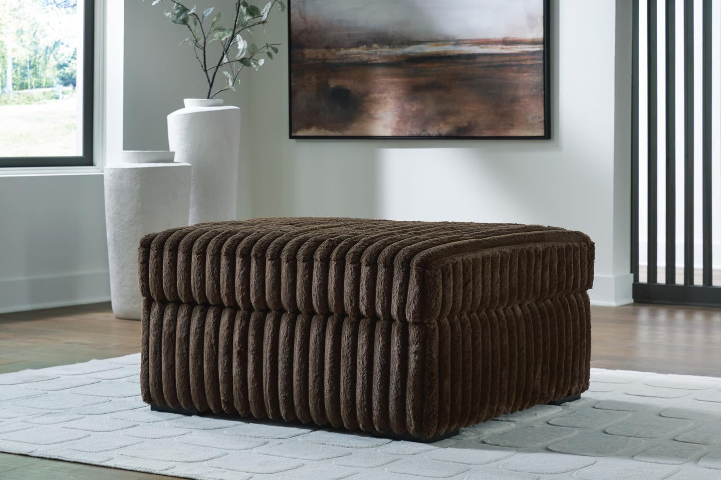 Midnight-Madness Chocolate 3PC Double Chaise Sectional & Oversized Accent Ottoman Set