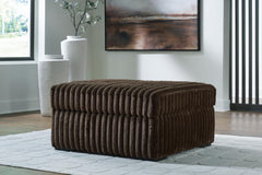 Midnight-Madness Chocolate Sofa, Loveseat & Oversized Accent Ottoman 3PC Living Room Set