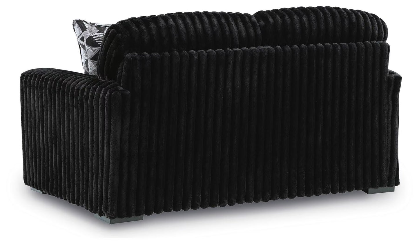 Midnight-Madness Sofa, Loveseat & Oversized Ottoman 3PC Living Room Set