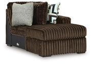 Midnight-Madness Chocolate 3PC Double Chaise Sectional & Oversized Accent Ottoman Set