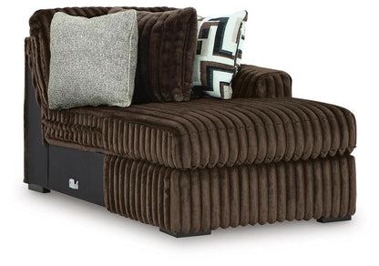 Midnight-Madness Chocolate 3PC Double Chaise Sectional & Oversized Accent Ottoman Set