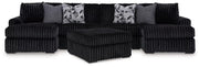 Midnight-Madness 3PC Sectional with Double Chaise & Ottoman Set