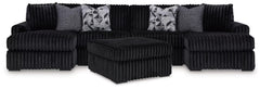 Midnight-Madness 3PC Sectional with Double Chaise & Ottoman Set