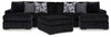 Midnight-Madness 3PC Sectional with Double Chaise & Ottoman Set