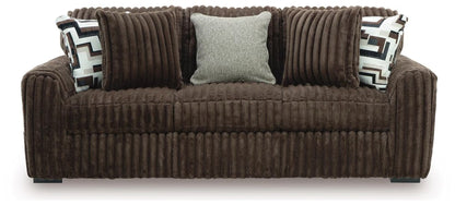 Midnight-Madness Chocolate Sofa, Loveseat & Oversized Accent Ottoman 3PC Living Room Set