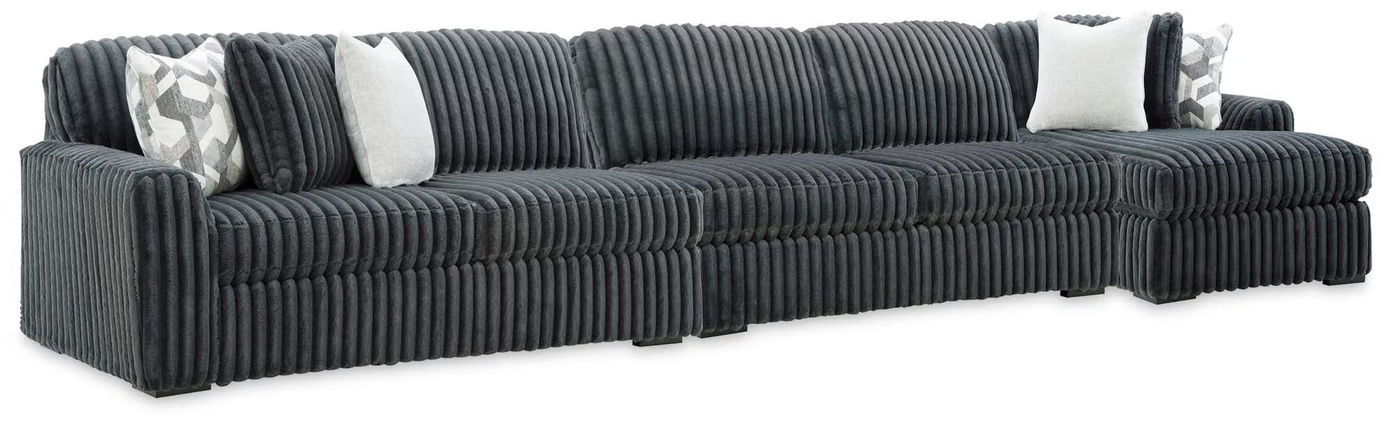 Midnight-Madness Charcoal 3PC Sectional with Chaise Set